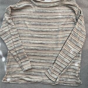 Striped Long Sleeve Top - Cream and Brown
